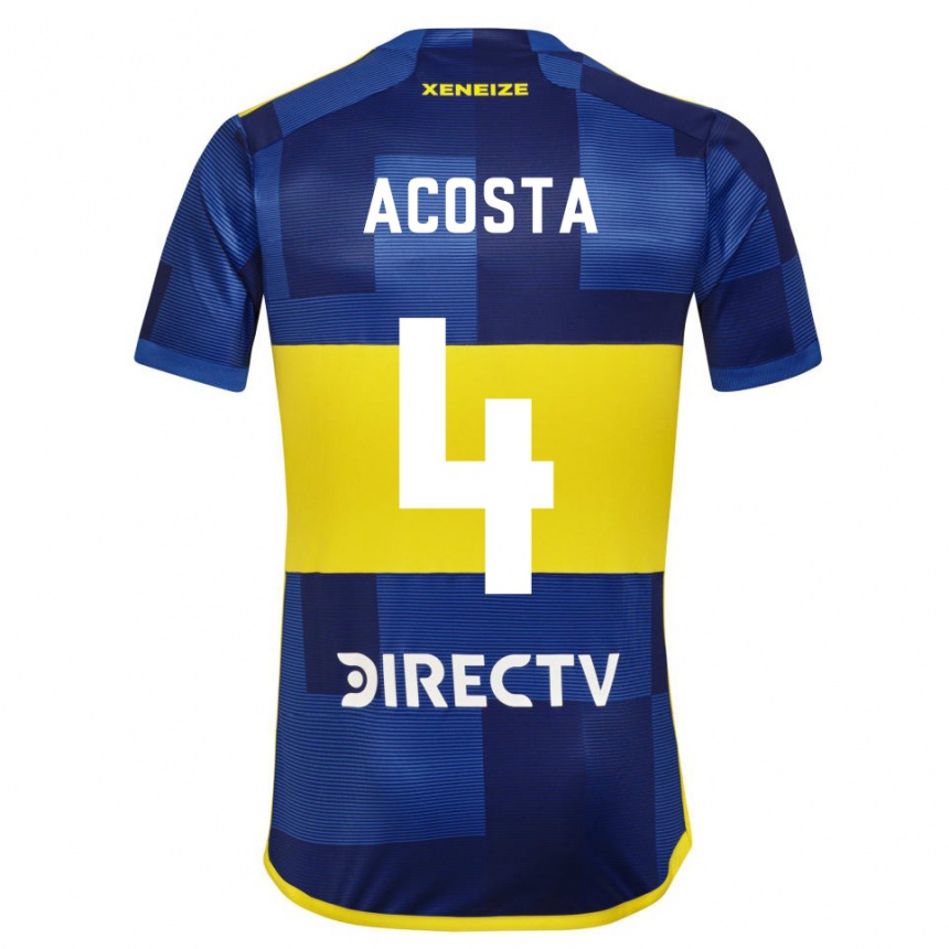 Herren Fußball Natan Acosta #4 Dunkelblau Gelb Heimtrikot Trikot 2023/24 T-Shirt Luxemburg