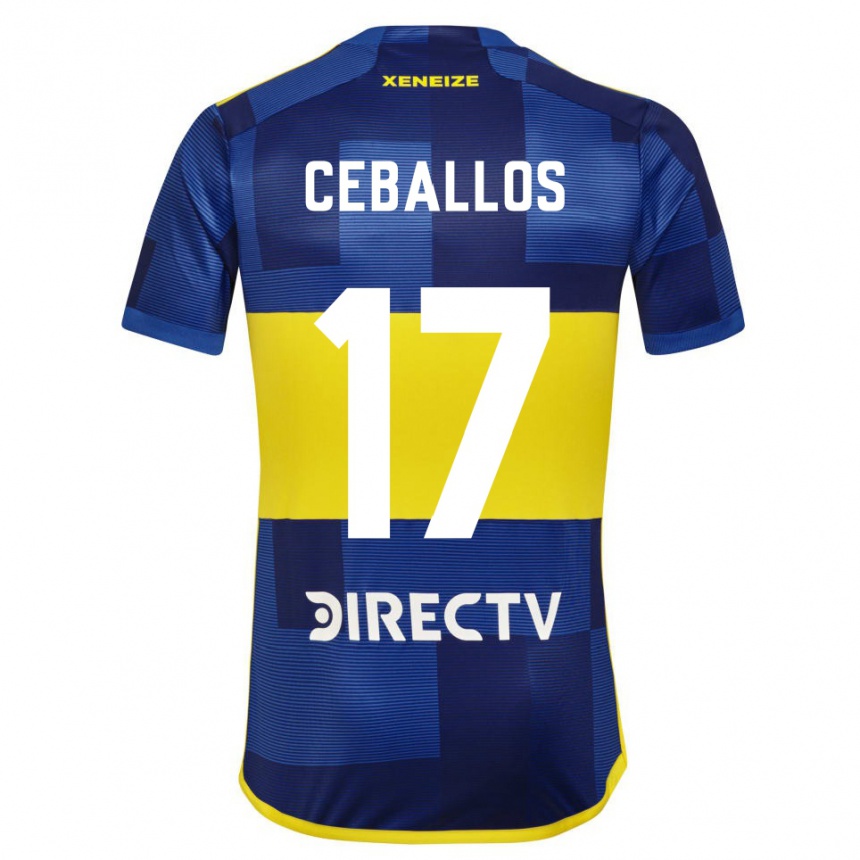 Herren Fußball Julián Ceballos #17 Dunkelblau Gelb Heimtrikot Trikot 2023/24 T-Shirt Luxemburg