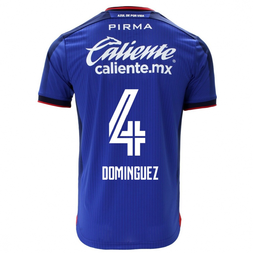 Herren Fußball Julio Cesar Dominguez #4 Blau Heimtrikot Trikot 2023/24 T-Shirt Luxemburg