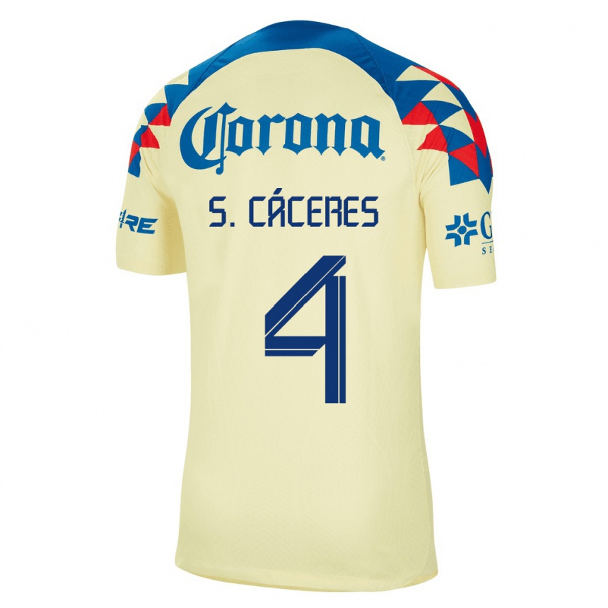 Herren Fußball Sebastian Caceres #4 Gelb Heimtrikot Trikot 2023/24 T-Shirt Luxemburg