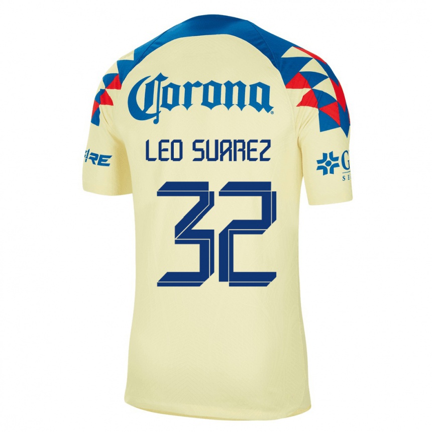 Herren Fußball Leo Suárez #32 Gelb Heimtrikot Trikot 2023/24 T-Shirt Luxemburg
