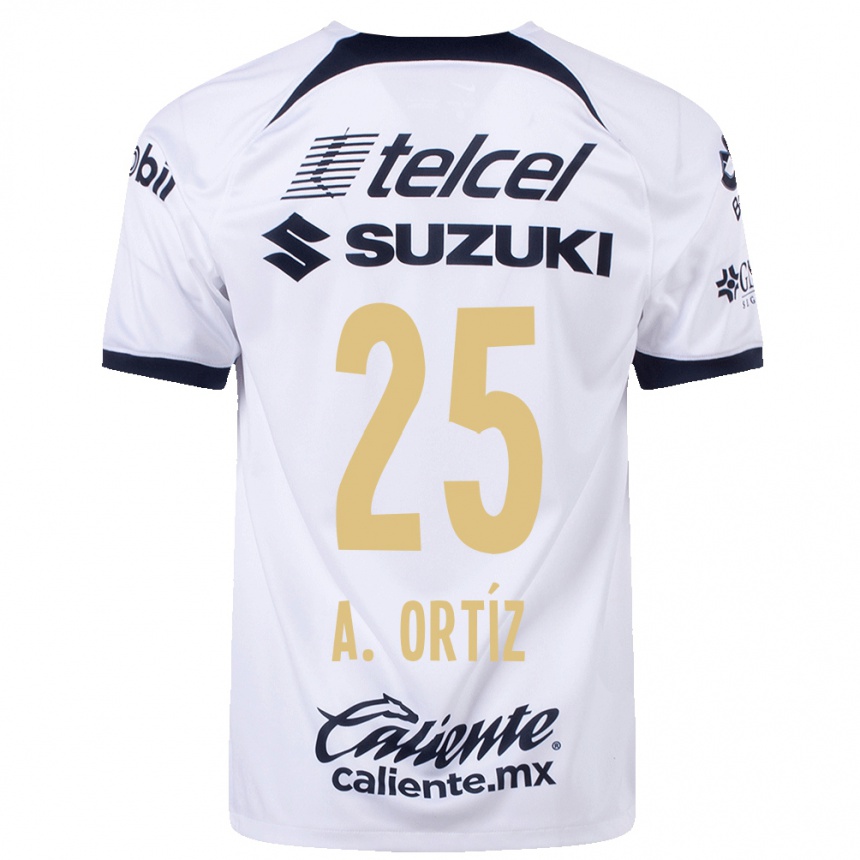 Herren Fußball Arturo Ortiz #25 Weiß Heimtrikot Trikot 2023/24 T-Shirt Luxemburg