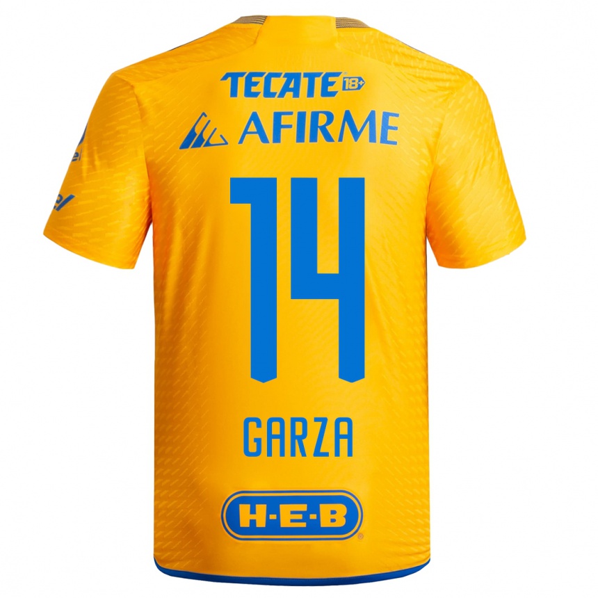 Herren Fußball Jesus Garza #14 Gelb Heimtrikot Trikot 2023/24 T-Shirt Luxemburg