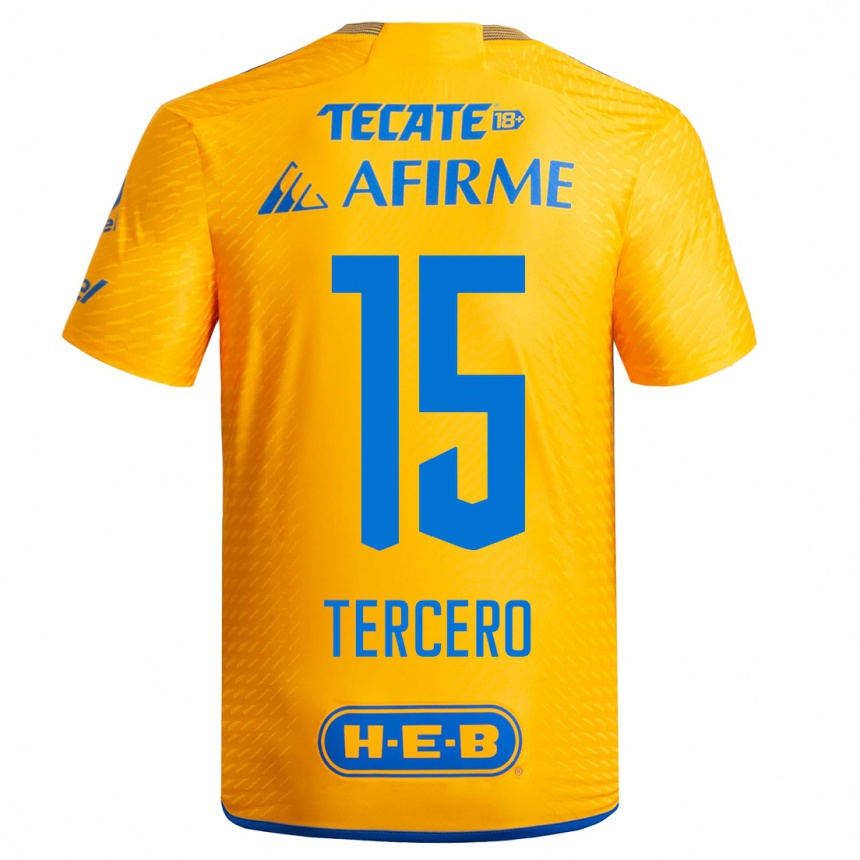Herren Fußball Eduardo Tercero #15 Gelb Heimtrikot Trikot 2023/24 T-Shirt Luxemburg