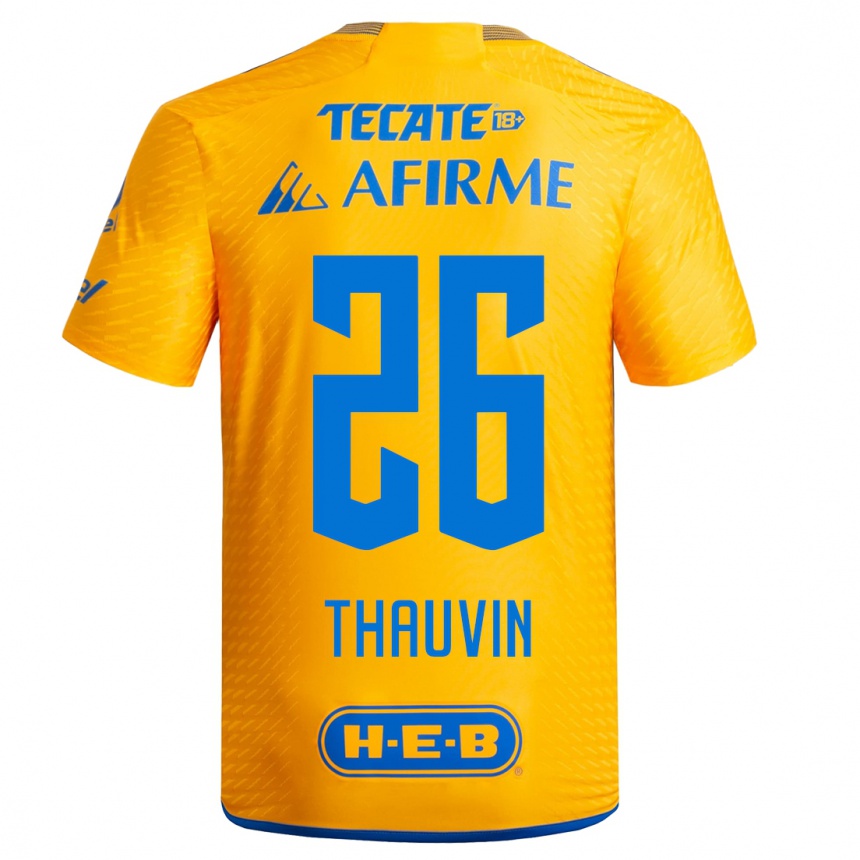 Herren Fußball Florian Thauvin #26 Gelb Heimtrikot Trikot 2023/24 T-Shirt Luxemburg