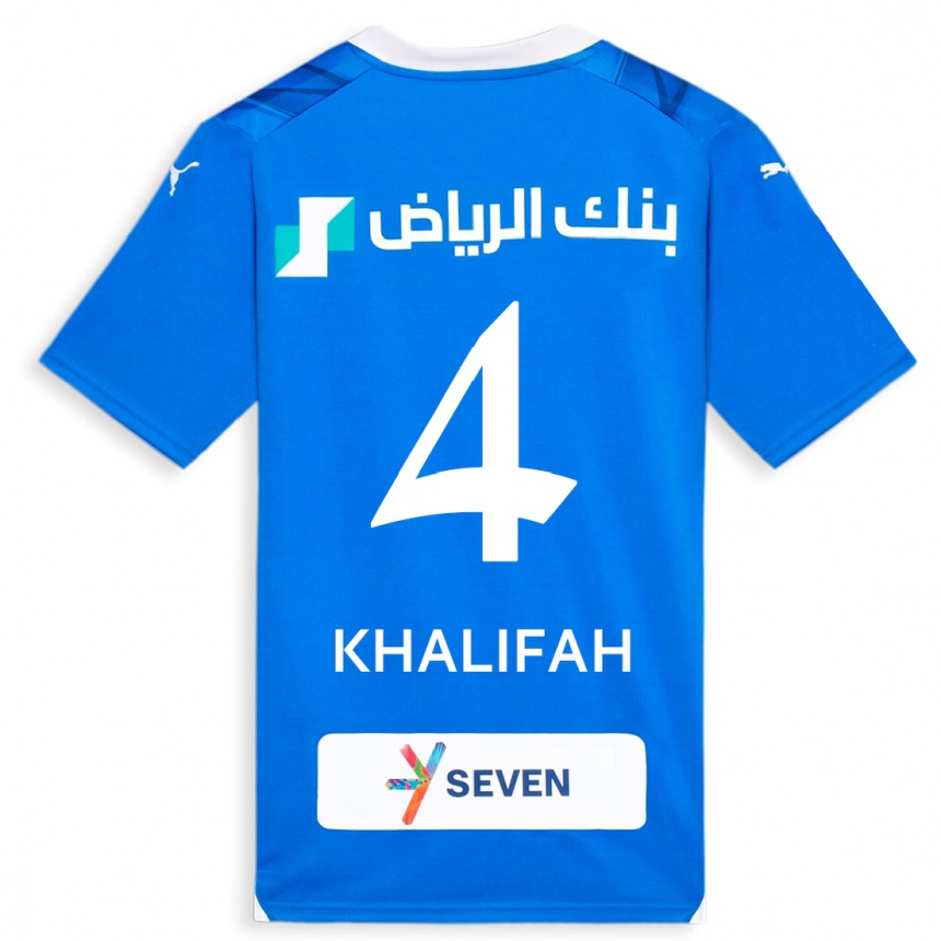 Herren Fußball Khalifah Al-Dawsari #4 Blau Heimtrikot Trikot 2023/24 T-Shirt Luxemburg