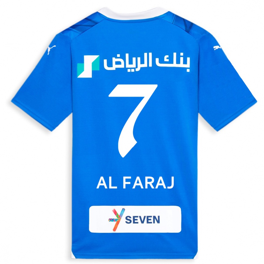 Herren Fußball Salman Al-Faraj #7 Blau Heimtrikot Trikot 2023/24 T-Shirt Luxemburg