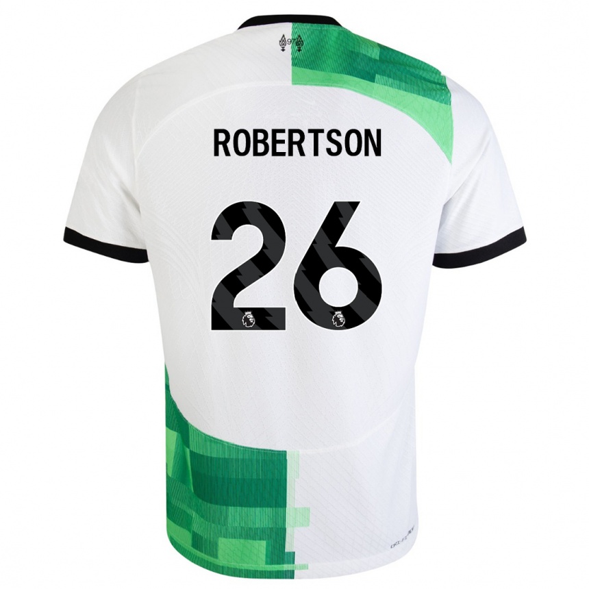 Herren Fußball Andrew Robertson #26 Weiß Grün Auswärtstrikot Trikot 2023/24 T-Shirt Luxemburg