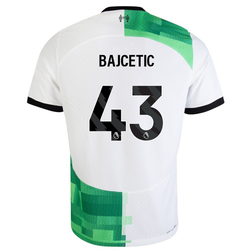 Herren Fußball Stefan Bajcetic #43 Weiß Grün Auswärtstrikot Trikot 2023/24 T-Shirt Luxemburg