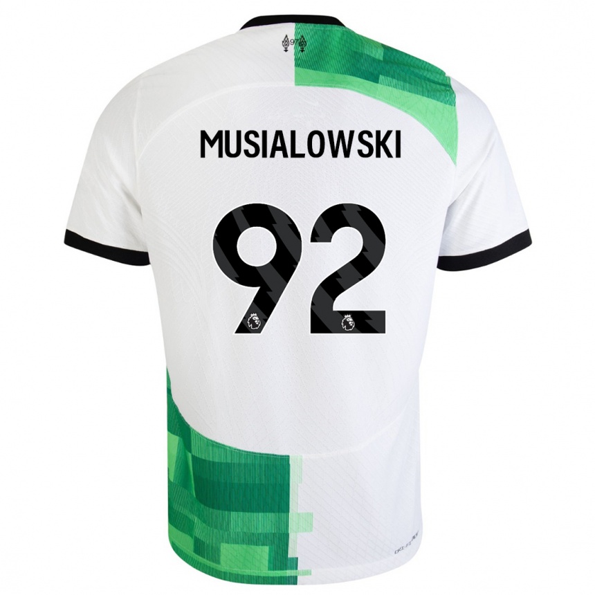 Herren Fußball Mateusz Musialowski #92 Weiß Grün Auswärtstrikot Trikot 2023/24 T-Shirt Luxemburg