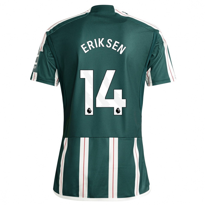 Herren Fußball Christian Eriksen #14 Dunkelgrün Auswärtstrikot Trikot 2023/24 T-Shirt Luxemburg