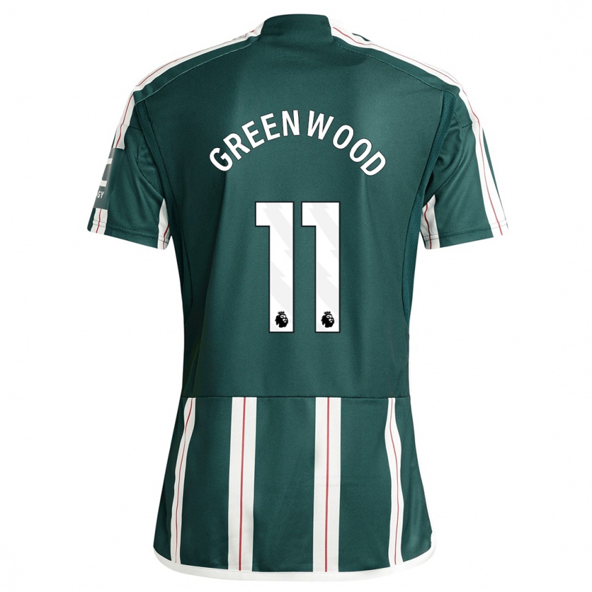 Herren Fußball Mason Greenwood #11 Dunkelgrün Auswärtstrikot Trikot 2023/24 T-Shirt Luxemburg