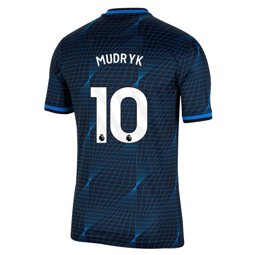 Herren Fußball Mykhaylo Mudryk #10 Dunkelblau Auswärtstrikot Trikot 2023/24 T-Shirt Luxemburg