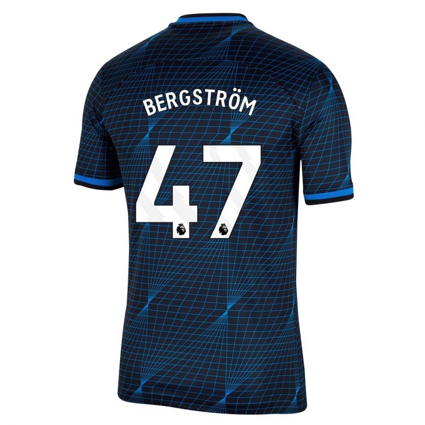 Herren Fußball Lucas Bergström #47 Dunkelblau Auswärtstrikot Trikot 2023/24 T-Shirt Luxemburg