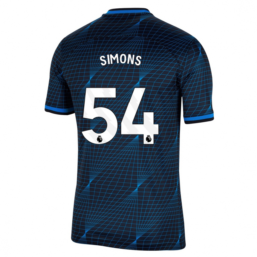 Herren Fußball Xavier Simons #54 Dunkelblau Auswärtstrikot Trikot 2023/24 T-Shirt Luxemburg