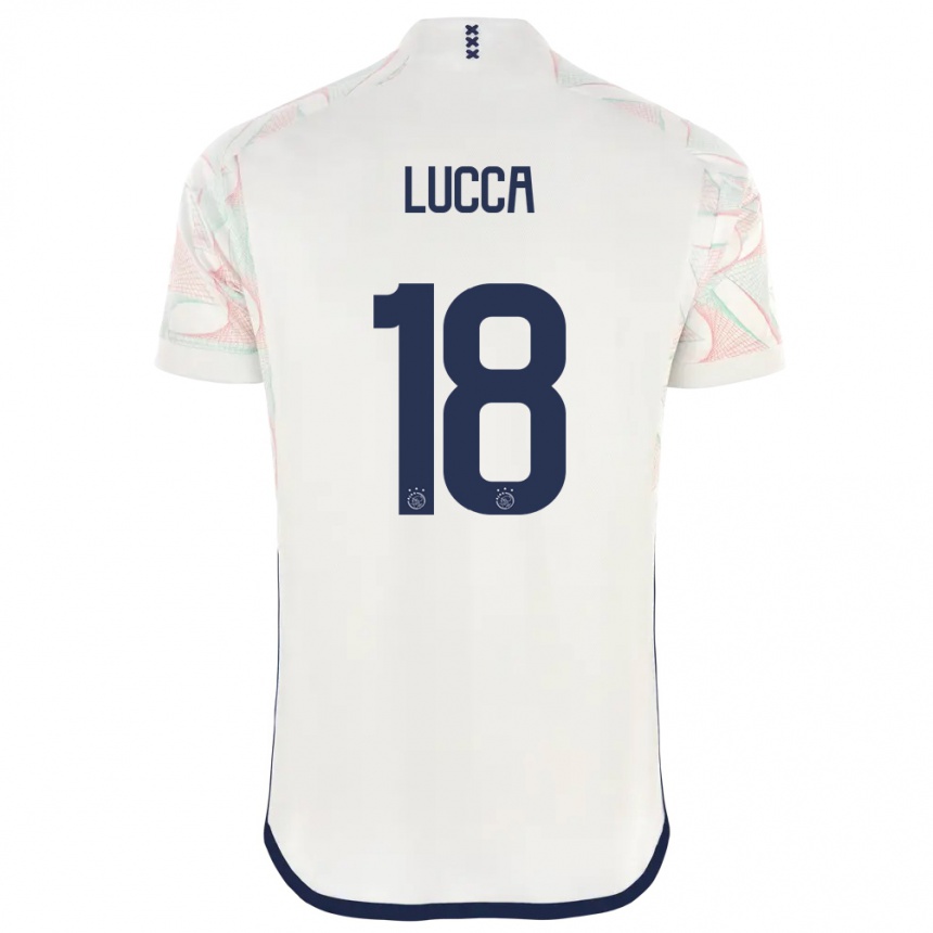 Herren Fußball Lorenzo Lucca #18 Weiß Auswärtstrikot Trikot 2023/24 T-Shirt Luxemburg