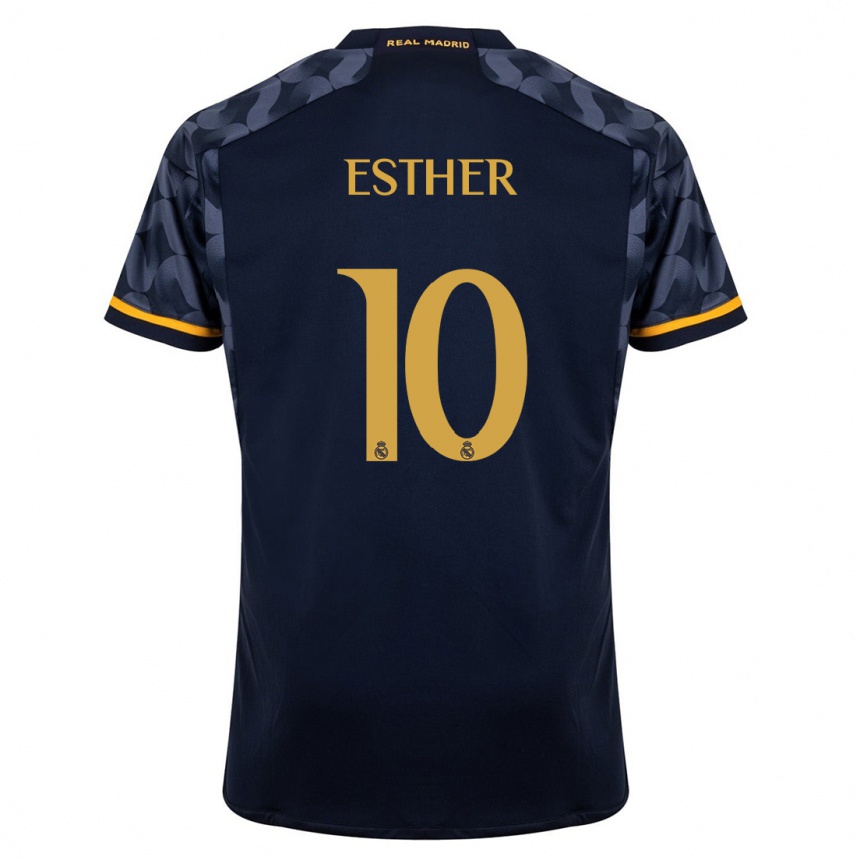 Herren Fußball Esther Gonzalez #10 Dunkelblau Auswärtstrikot Trikot 2023/24 T-Shirt Luxemburg