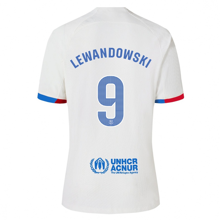 Herren Fußball Robert Lewandowski #9 Weiß Auswärtstrikot Trikot 2023/24 T-Shirt Luxemburg