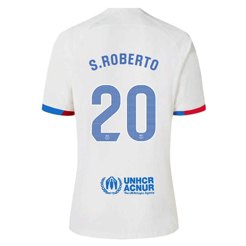 Herren Fußball Sergi Roberto #20 Weiß Auswärtstrikot Trikot 2023/24 T-Shirt Luxemburg