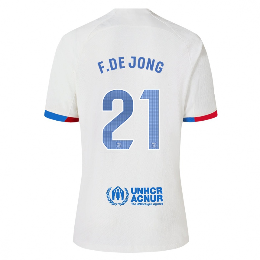 Herren Fußball Frenkie De Jong #21 Weiß Auswärtstrikot Trikot 2023/24 T-Shirt Luxemburg