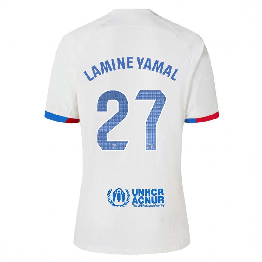 Herren Fußball Lamine Yamal #27 Weiß Auswärtstrikot Trikot 2023/24 T-Shirt Luxemburg