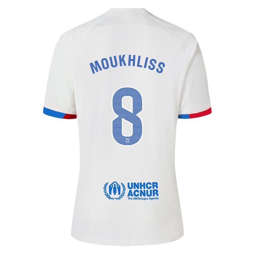 Herren Fußball Moha Moukhliss #8 Weiß Auswärtstrikot Trikot 2023/24 T-Shirt Luxemburg