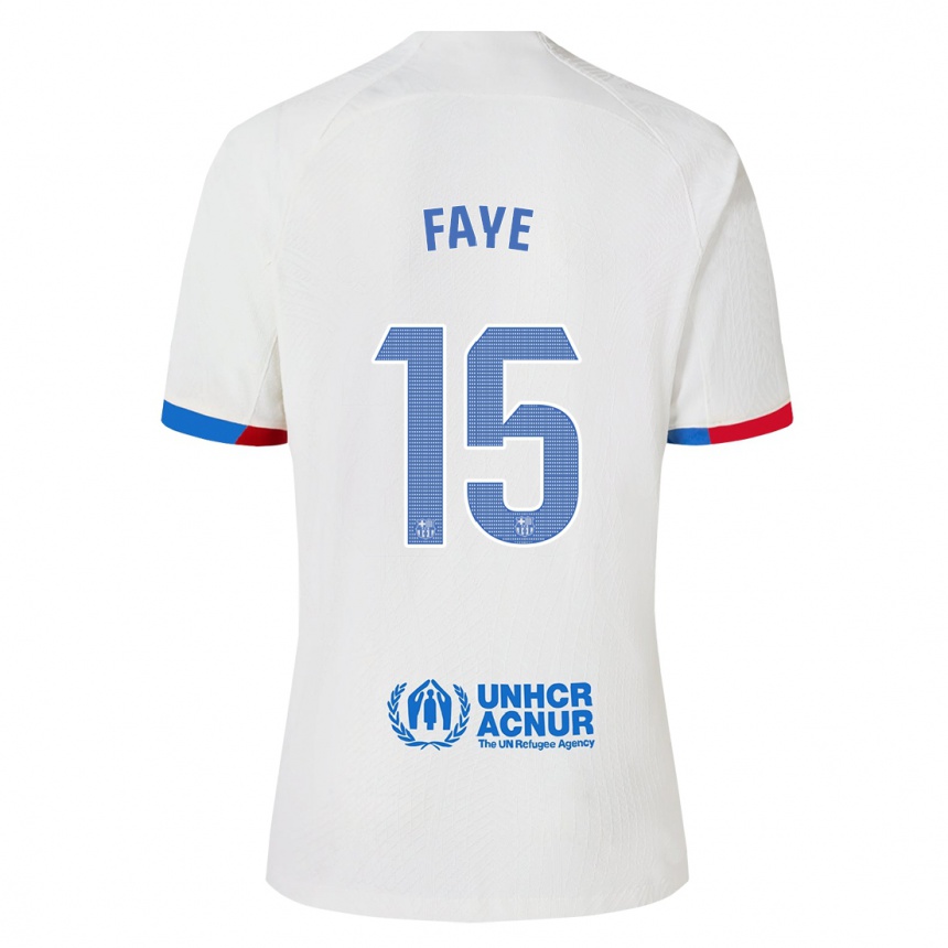 Herren Fußball Mikayil Faye #15 Weiß Auswärtstrikot Trikot 2023/24 T-Shirt Luxemburg