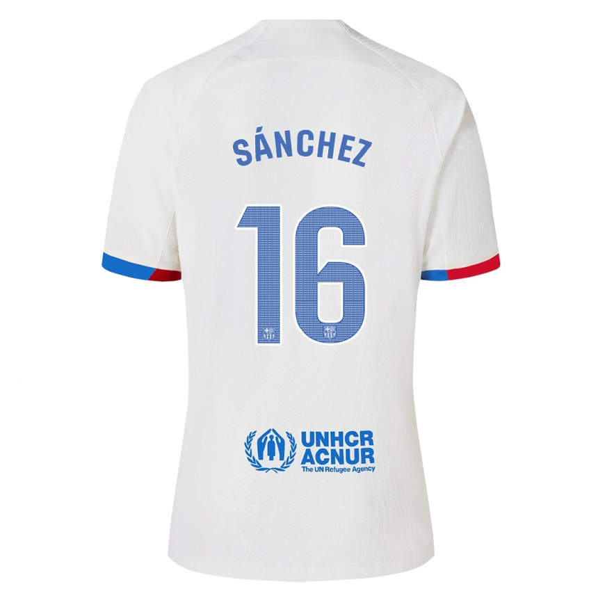 Herren Fußball Edu Sánchez #16 Weiß Auswärtstrikot Trikot 2023/24 T-Shirt Luxemburg