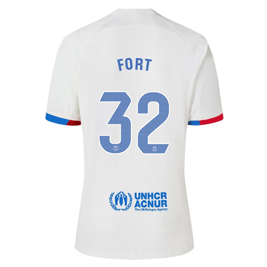 Herren Fußball Héctor Fort #32 Weiß Auswärtstrikot Trikot 2023/24 T-Shirt Luxemburg