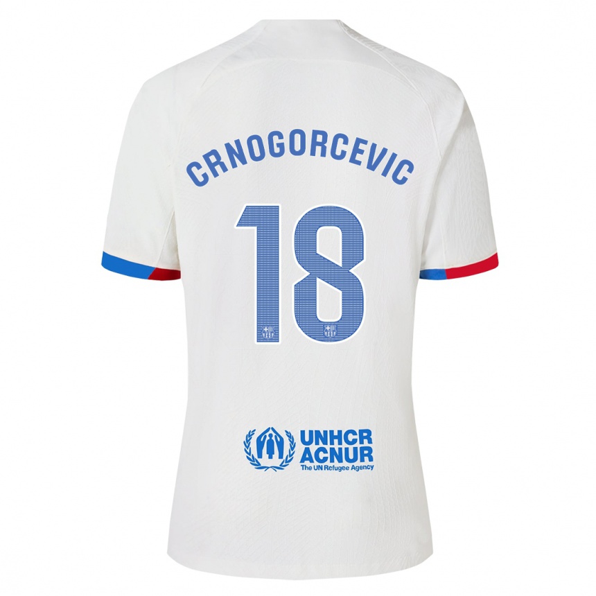 Herren Fußball Ana-Maria Crnogorcevic #18 Weiß Auswärtstrikot Trikot 2023/24 T-Shirt Luxemburg