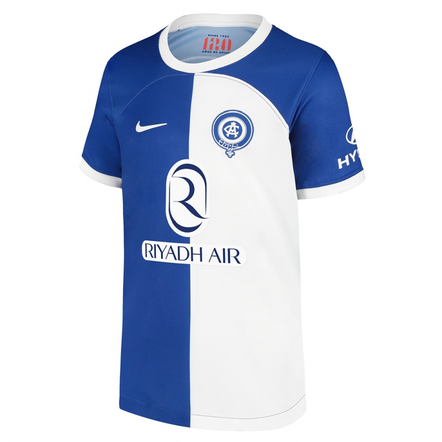 Herren Fußball Oscar Castro #5 Blau Weiss Auswärtstrikot Trikot 2023/24 T-Shirt Luxemburg