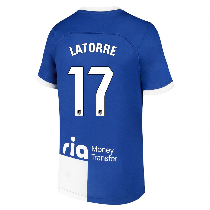 Herren Fußball Barbara Latorre #17 Blau Weiss Auswärtstrikot Trikot 2023/24 T-Shirt Luxemburg