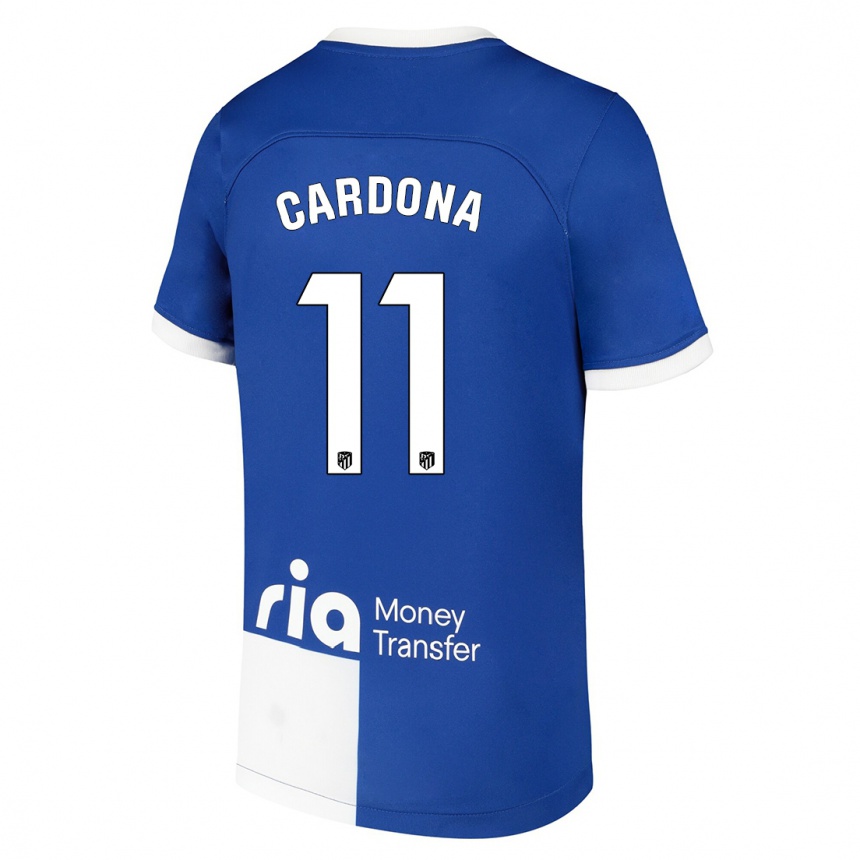 Herren Fußball Marta Cardona #11 Blau Weiss Auswärtstrikot Trikot 2023/24 T-Shirt Luxemburg