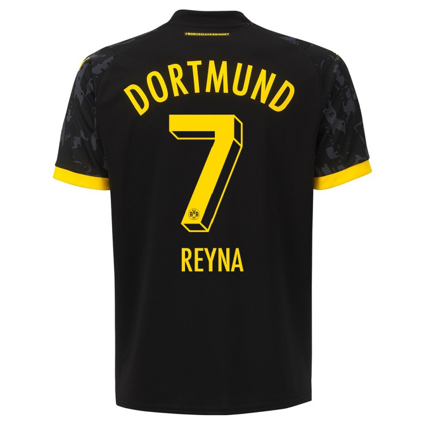 Herren Fußball Giovanni Reyna #7 Schwarz Auswärtstrikot Trikot 2023/24 T-Shirt Luxemburg