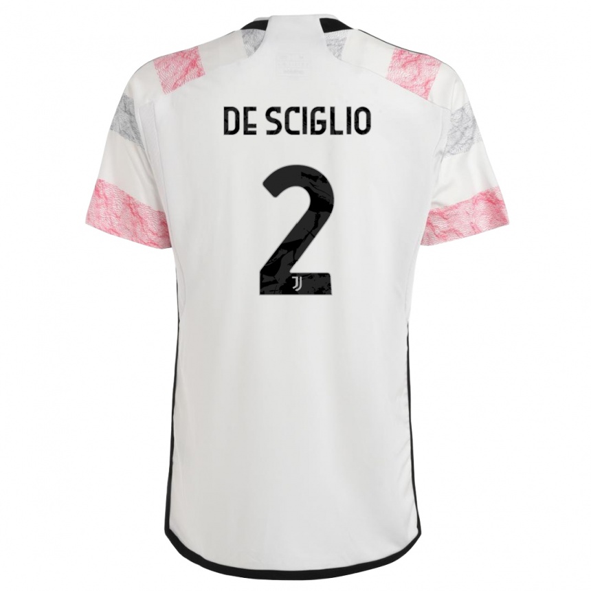 Herren Fußball Mattia De Sciglio #2 Weiß Rosa Auswärtstrikot Trikot 2023/24 T-Shirt Luxemburg