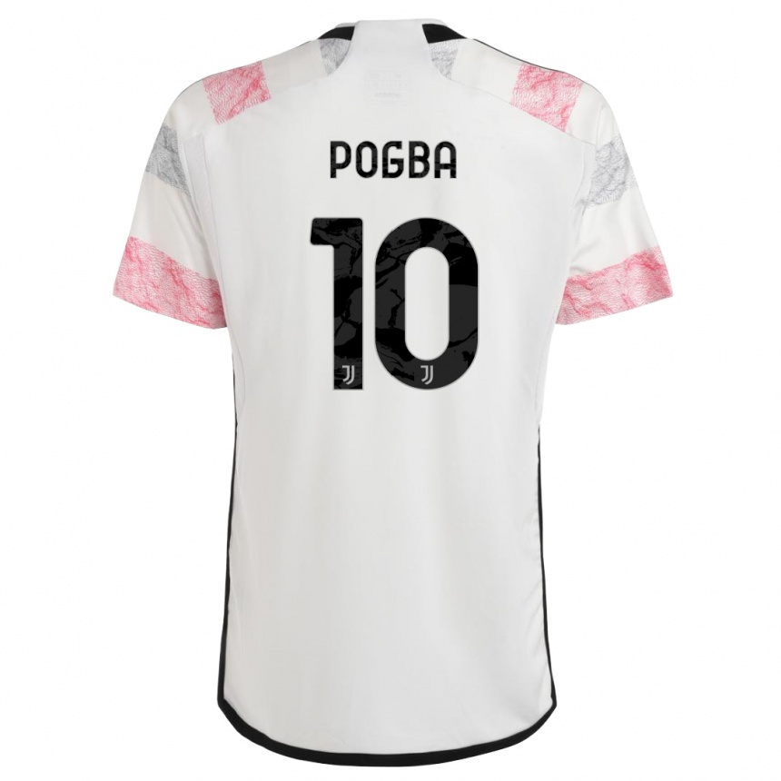 Herren Fußball Paul Pogba #10 Weiß Rosa Auswärtstrikot Trikot 2023/24 T-Shirt Luxemburg