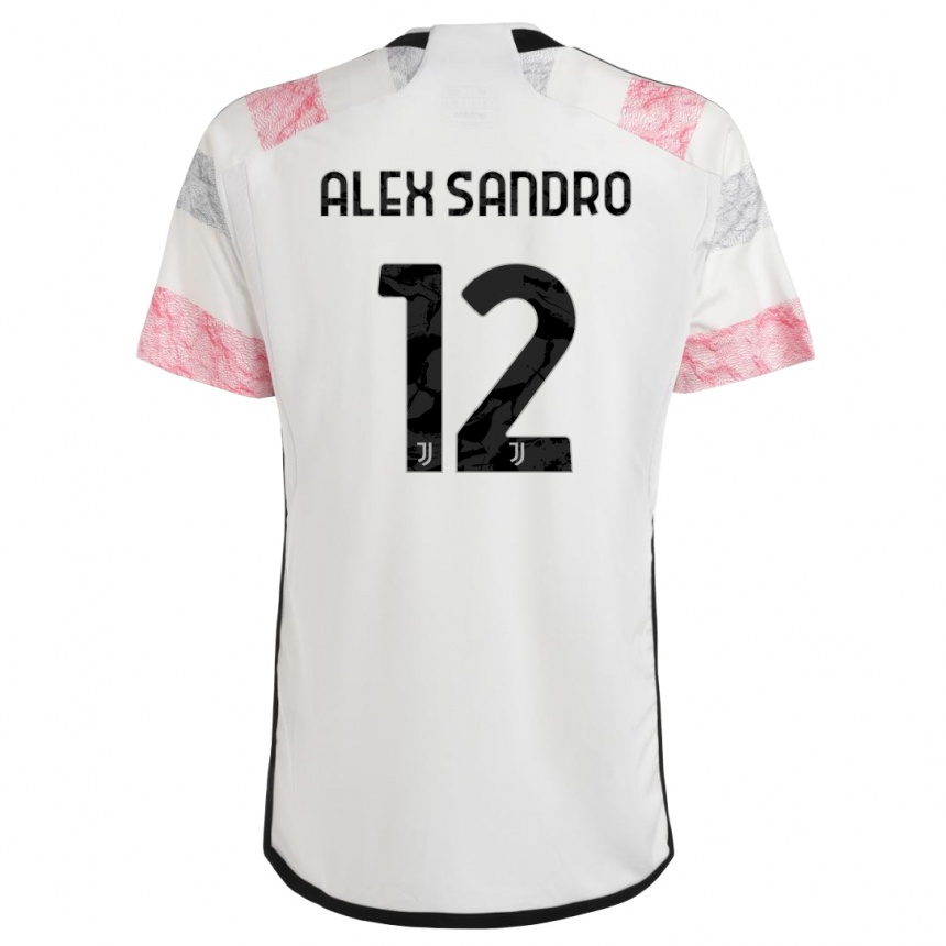 Herren Fußball Alex Sandro #12 Weiß Rosa Auswärtstrikot Trikot 2023/24 T-Shirt Luxemburg