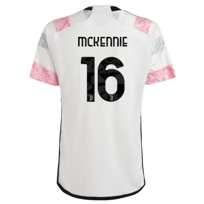 Herren Fußball Weston Mckennie #16 Weiß Rosa Auswärtstrikot Trikot 2023/24 T-Shirt Luxemburg