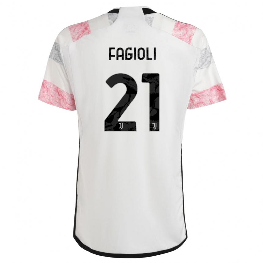 Herren Fußball Nicolo Fagioli #21 Weiß Rosa Auswärtstrikot Trikot 2023/24 T-Shirt Luxemburg