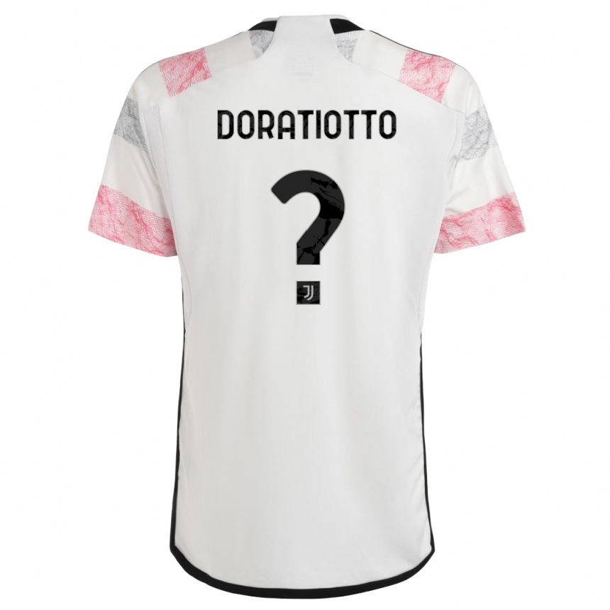 Herren Fußball Giulio Doratiotto #0 Weiß Rosa Auswärtstrikot Trikot 2023/24 T-Shirt Luxemburg