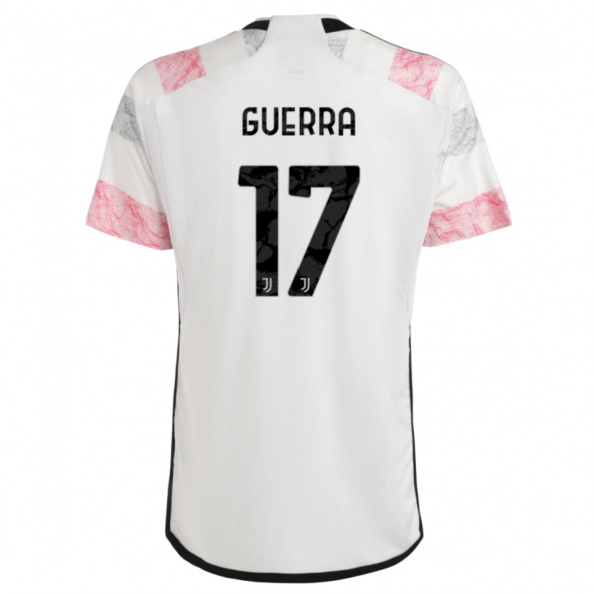 Herren Fußball Simone Guerra #17 Weiß Rosa Auswärtstrikot Trikot 2023/24 T-Shirt Luxemburg