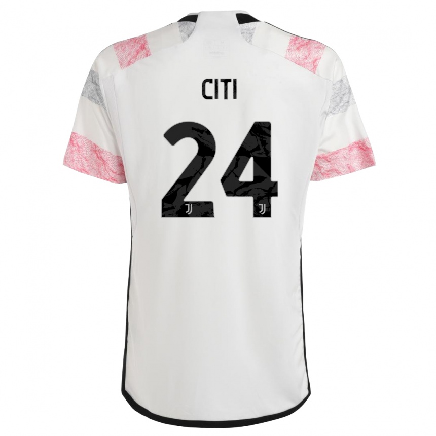 Herren Fußball Alessandro Citi #24 Weiß Rosa Auswärtstrikot Trikot 2023/24 T-Shirt Luxemburg