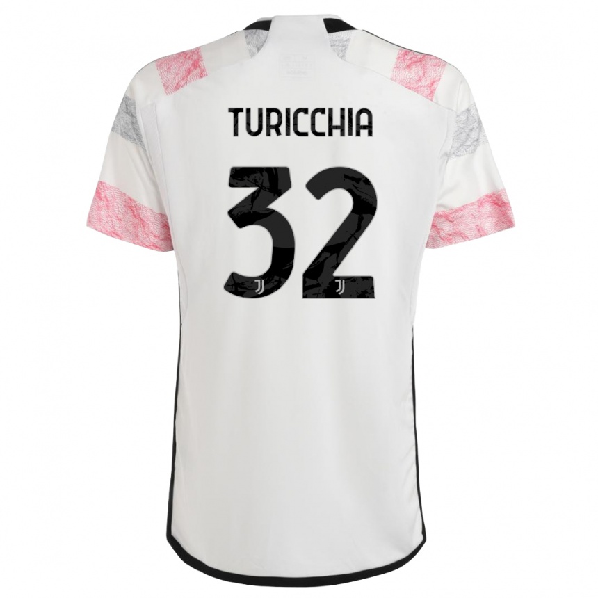 Herren Fußball Riccardo Turicchia #32 Weiß Rosa Auswärtstrikot Trikot 2023/24 T-Shirt Luxemburg