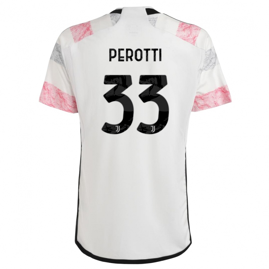 Herren Fußball Clemente Perotti #33 Weiß Rosa Auswärtstrikot Trikot 2023/24 T-Shirt Luxemburg