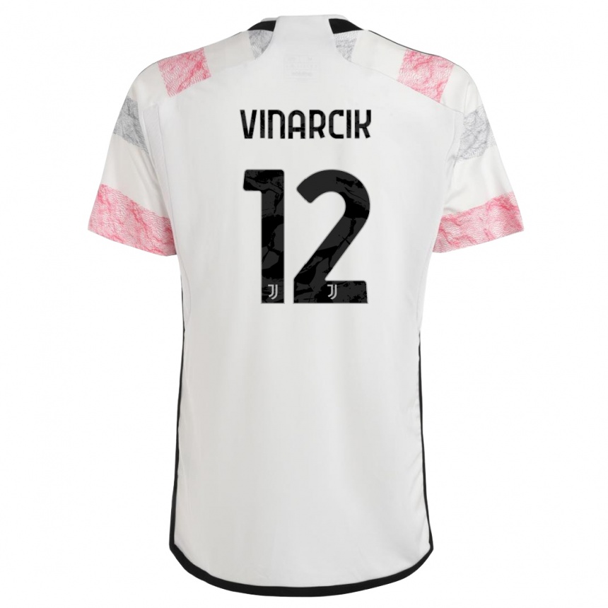 Herren Fußball Jakub Vinarcik #12 Weiß Rosa Auswärtstrikot Trikot 2023/24 T-Shirt Luxemburg