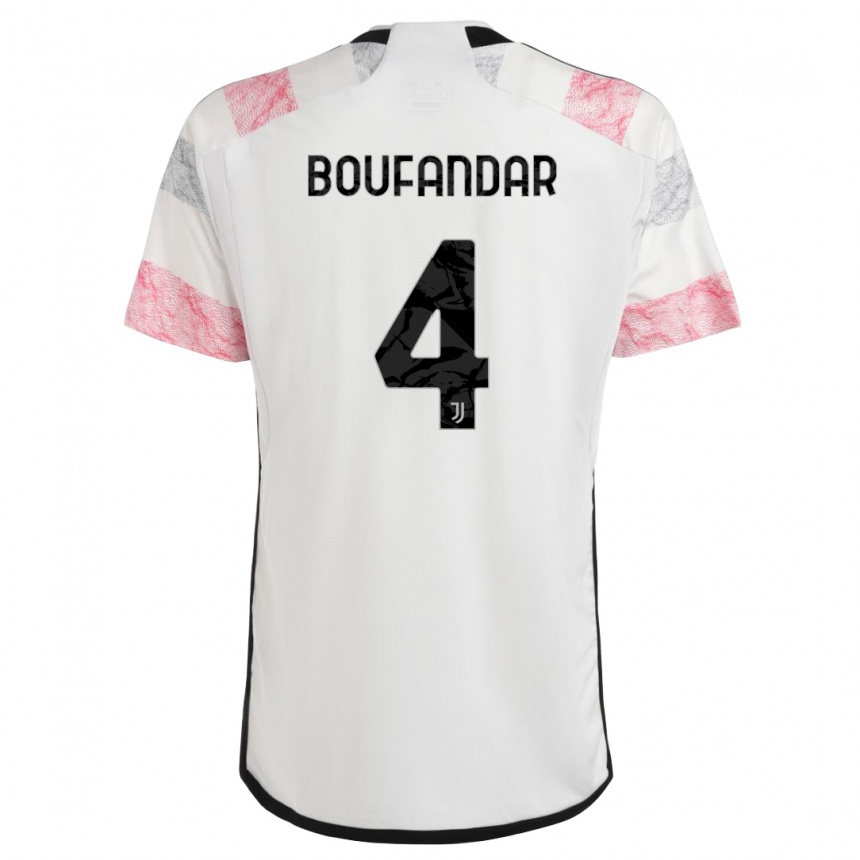 Herren Fußball Adam Boufandar #4 Weiß Rosa Auswärtstrikot Trikot 2023/24 T-Shirt Luxemburg