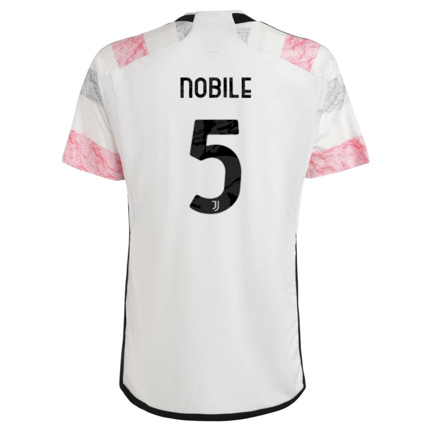 Herren Fußball Riccardo Nobile #5 Weiß Rosa Auswärtstrikot Trikot 2023/24 T-Shirt Luxemburg