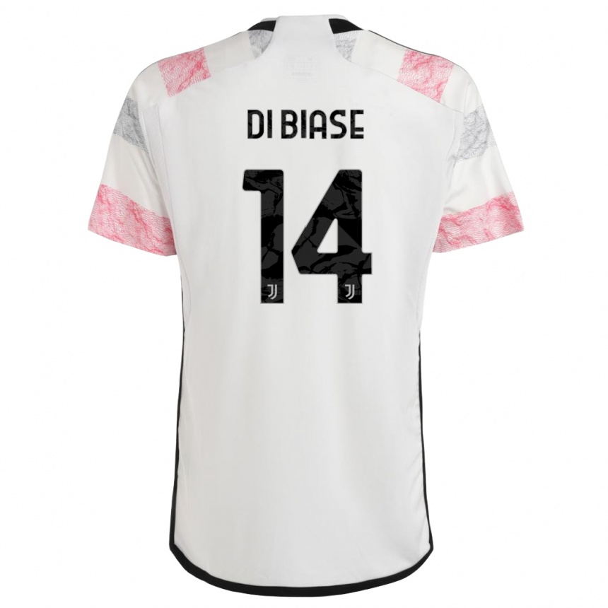 Herren Fußball Gianmarco Di Biase #14 Weiß Rosa Auswärtstrikot Trikot 2023/24 T-Shirt Luxemburg