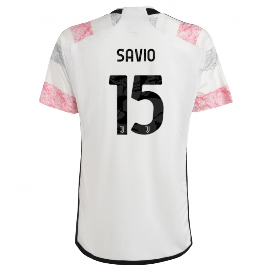 Herren Fußball Federico Savio #15 Weiß Rosa Auswärtstrikot Trikot 2023/24 T-Shirt Luxemburg