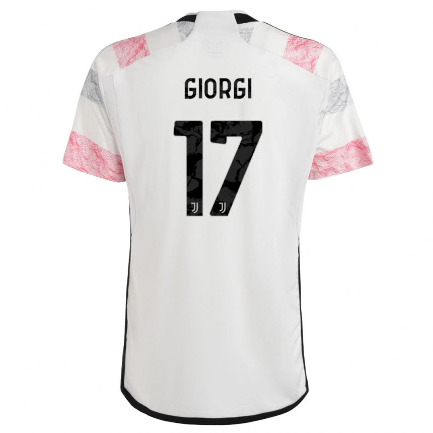 Herren Fußball Lorenzo Giorgi #17 Weiß Rosa Auswärtstrikot Trikot 2023/24 T-Shirt Luxemburg